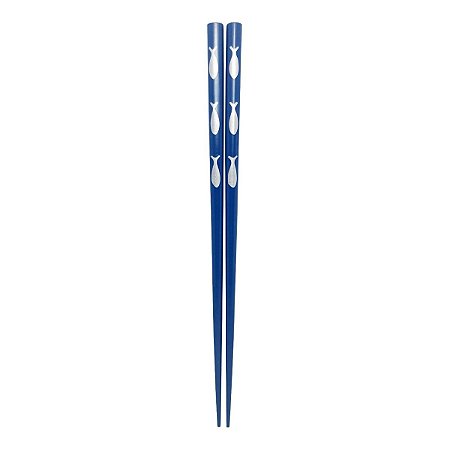 Hashi Peixe Prata Azul Madeira Talher Japones Oriental 23 Cm