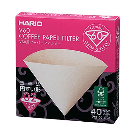 Filtro Papel Hario Cone 1 A 4 Copos V60 02 40 Unid Japão