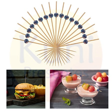 Kit 1000 Espeto Decorativo Bolinha Azul Japonês 12cm Palito Petiscos Buffet