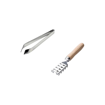 Kit C/ 2 Peças Para Limpar Peixe Descamador E Pinça Cozinha