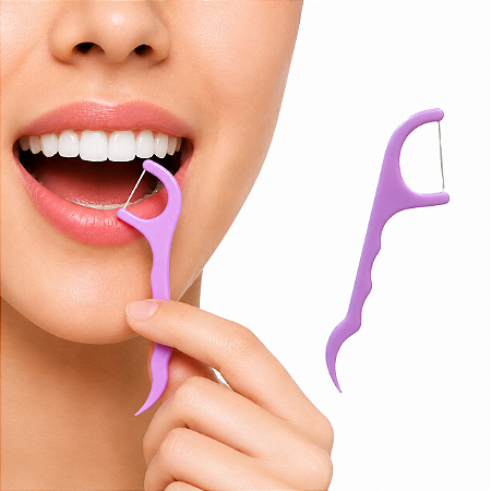 Kit 30 Hastes Dentais com Fio Descartável Higiene Bucal