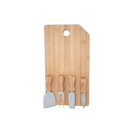 Kit Para Queijo 5 Peças De Bambu E Aço Inox Oregon Welf