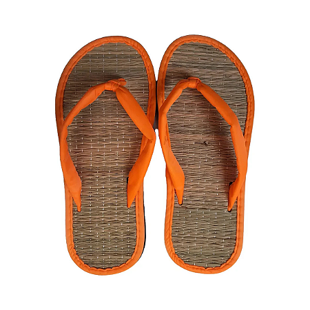 Chinelo Zori Japonês Laranja de Palha Confortável