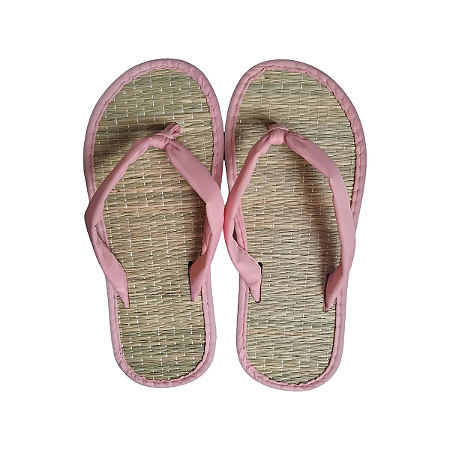 Chinelo Zori Japonês Rosa Bebê de Palha Confortável