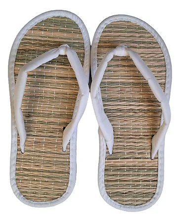 Chinelo Zori Japonês Branco de Palha Confortável