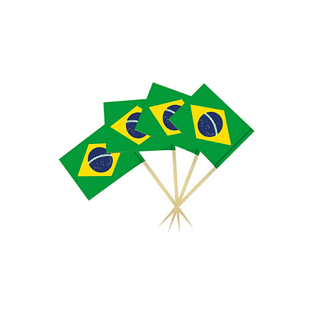 Kit 1000 Palitos Bandeira Brasil 6,5cm para Petiscos