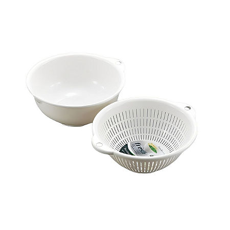 Escorredor Duplo com Bacia Branco de plástico 1.1 litros