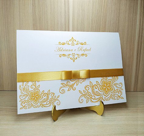 Convite de Casamento MB01 Dourado - 10 unidades