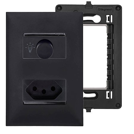 Dimmer Com Tomada 20A Pial Plus+ Legrand Preto p/ Lâmpada Led