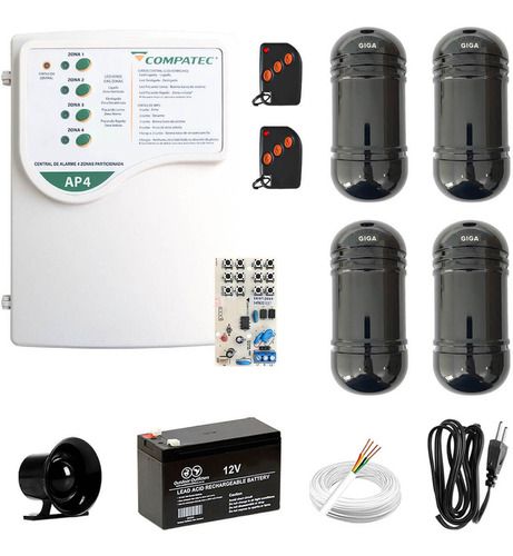 Kit Alarme Residencial Discadora Sensor de Barreira Duplo 70 Metros
