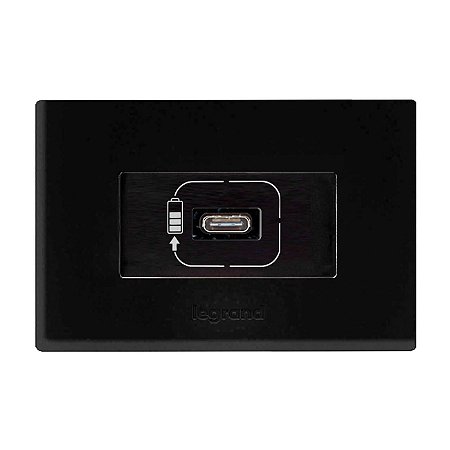 Kit Tomada USB Tipo-C 1.5A Com Placa de Embutir em Móveis Preto PIAL Plus+ Legrand