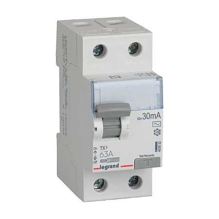 INTERRUPTOR DIFERENCIAL RESIDUAL RX3 127/220V-63A-30MA - 2P - 402088 LEGRAND