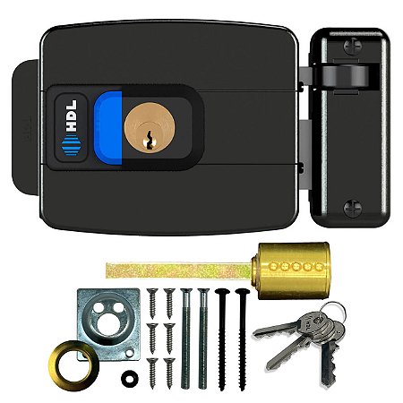 Fechadura Elétrica HDL C90 Botão Cilindro Ajustável 31-87mm Preta