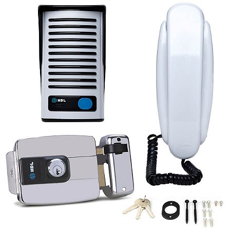 Kit Interfone HDL F8 NTL Com Fechadura Elétrica C90 Inox Dupla