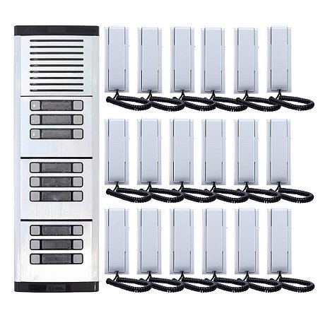 Kit Porteiro Eletrônico HDL Coletivo 18 Pontos Predial Completo