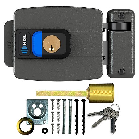 Fechadura Elétrica HDL C90 Ajustável Portão 31-87mm Botão Cinza