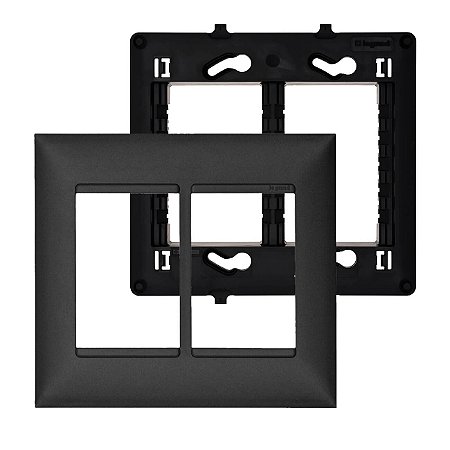 Kit Placa 3+3 Postos Preto Onix com Suporte 4x4 Legrand PIAL Plus+