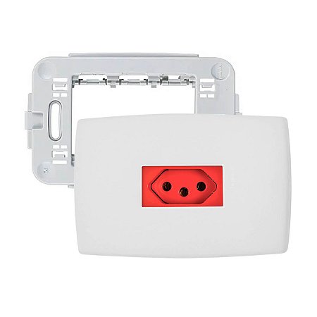 Kit Tomada 20A Vermelha com Placa e Suporte Branco Horizontal 4x2 PIAL PLUS Legrand