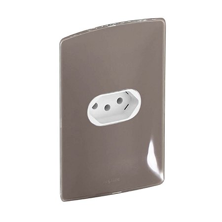 Kit Tomada 20A com Placa e Suporte Marrom Brilhoso Nereya Legrand