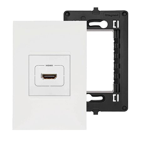 Kit Completo Tomada HDMI Com Placa e Suporte Branco PIAL Plus+ Legrand