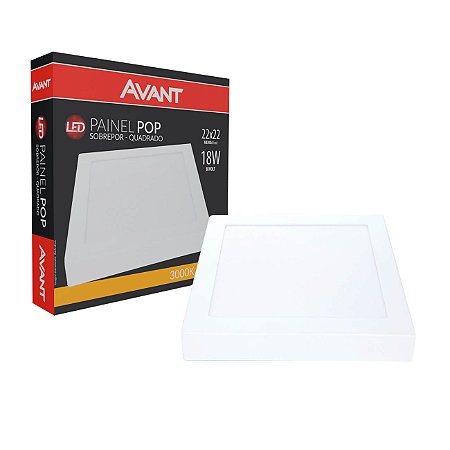 Luminária Plafón Led Luz Amarela De Teto Sobrepor 22x22cm Avant 18w