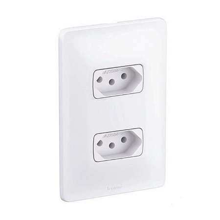Kit Tomada Dupla 20A Bivolt Com Placa e Suporte 4x2 Zeffia Legrand
