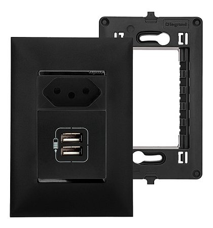 Conjunto Completo Carregador USB Duplo A 3000mA com Tomada 20A PIAL Plus+ Legrand