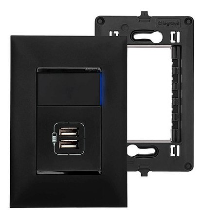 Kit Carregador USB Duplo Tipo A 3000mAh com Interruptor Simples Legrand PIAL Plus+