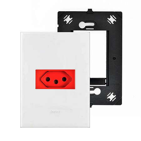 Kit Tomada 20A Vermelha Com Placa e Suporte 4x2 Arteor Legrand