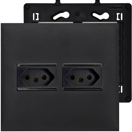 Kit Tomada Dupla 10A Com Placa e Suporte 4x2 Legrand PIAL Plus+