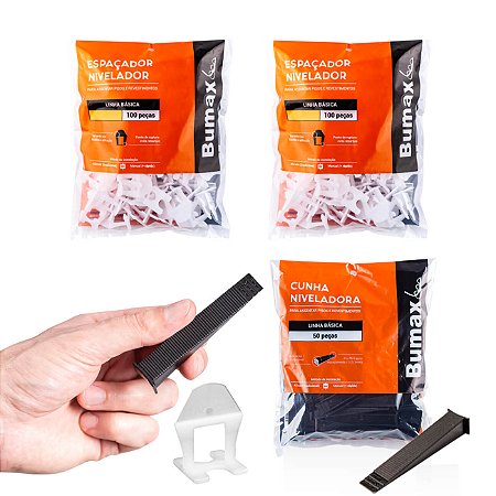Kit Completo 200 Niveladores/Espaçadores de Piso com 50 Cunhas Bumax