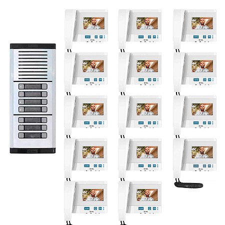 Vídeo Porteiro Coletivo 14 Pontos HDL Interfone Com Câmera Condomínio