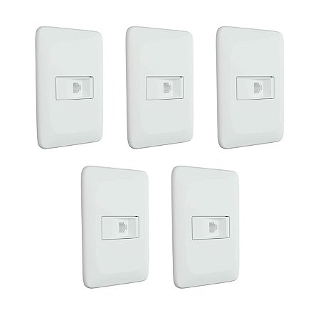 Kit 5 Tomada de Telefone RJ11 Com Placa e Suporte Zuli LZX090 Lorenzetti Legrand
