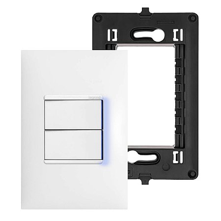 Interruptor Duplo 4x2 (Paralelo + Simples) Com Led Placa e Suporte Branco