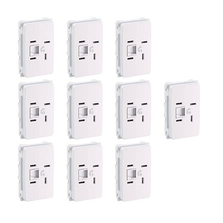 10 Módulos Tomada RJ11 Telefone Fixo Pial Zeffia Branco