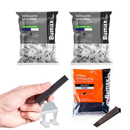 Kit 200 Niveladores para Pisco Porcelanato com 50 Cunhas Linha básica Ecomax