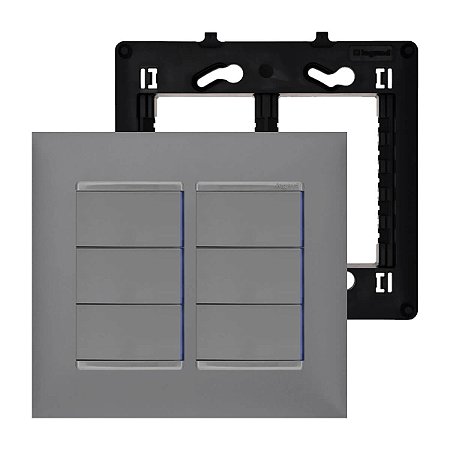 Interruptor Cinza 6 Tecla Com Placa 4x4 Pial Plus+ Legrand
