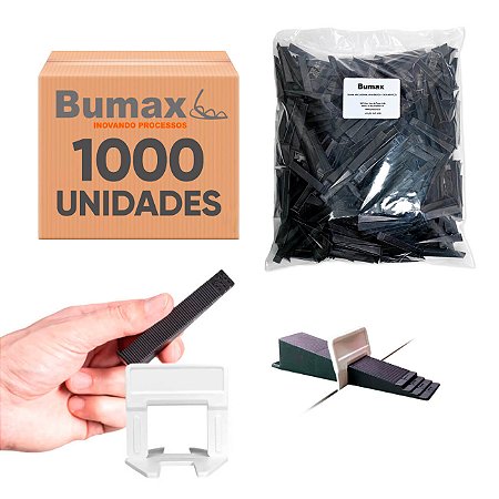 Kit Completo 1000 Niveladores de Piso com 300 Cunhas Linha Grande Bumax