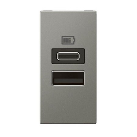 Módulo Carregador USB A+C 3.000mAh 15W Magnésio Arteor 571689B Legrand