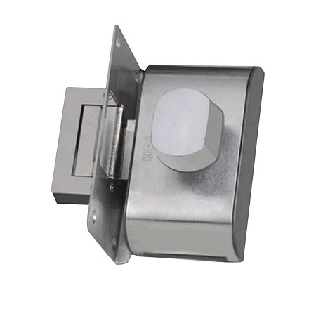Fechadura Porta de Vidro PV90 1R-B AD Maçaneta Bola Inox HDL Abre para Dentro Instalação Recorte
