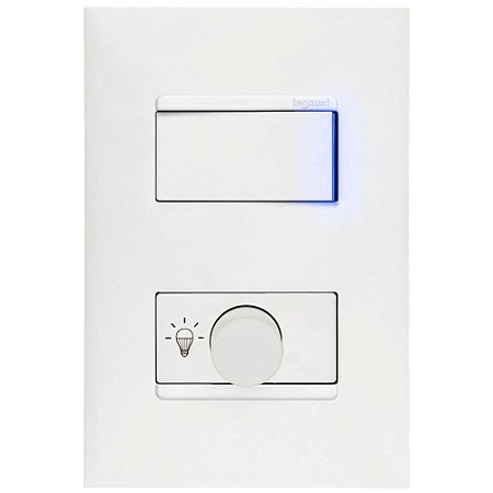 Conjunto Completo de Interruptor Paralelo + Variador Dimmer LED Legrand | Pial Plus+ com LED Azul