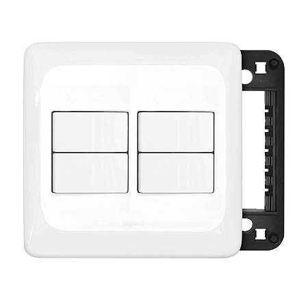 Kit 4 Interruptores Simples PIAL Pop com Placa e Suporte 4x4 Legrand