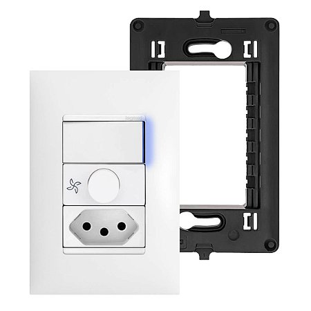 Kit Completo Variador Ventilador Com Interruptor Simples + Tomada 10A 4x2 Legrand PIAL Plus+