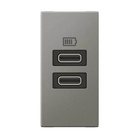 Módulo Carregador USB Duplo Tipo-C 3000mAh 15W Magnésio 571693B Legrand Arteor