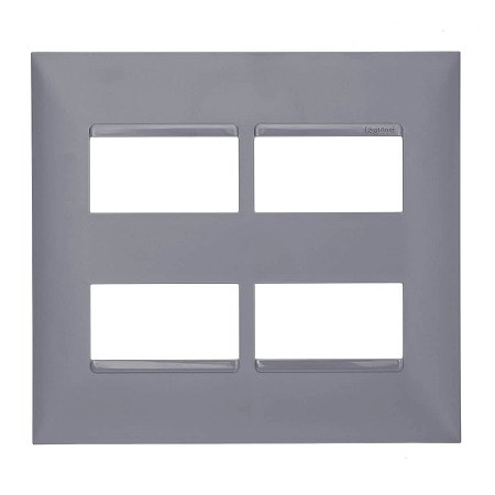Placa 2+2 Postos Horizontal Separados 4x4 Pial Plus+ Legrand Cinza 618514CZ