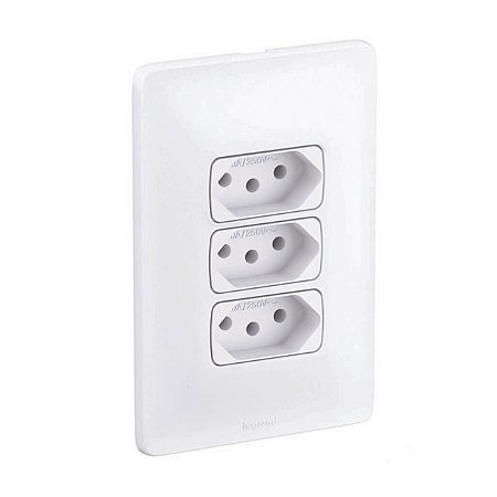 Kit Completo Três Tomadas 10A com Placa e Suporte 4x2 Zeffia Legrand