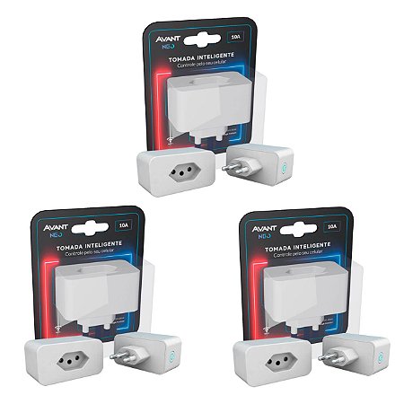 Kit 3 Tomadas 10A Inteligente Avant NEO Controle tudo por app e Acompanhe Gastos