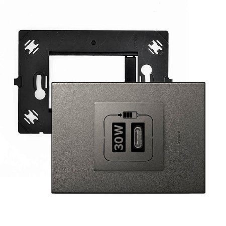 Kit Carregador USB-C 30W de Parede Magnésio Linha Luxo Legrand Arteor
