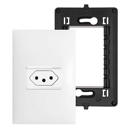 Kit Tomada 10A com Fundo Móvel Placa e Suporte 4x2 Branco PIAL Plus+ Legrand