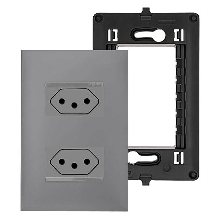 Kit Completo Tomada Dupla 10A com Fundo Móvel placa e suporte 4x2 PIAL Plus+ Legrand